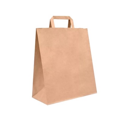 Пакет бумажный с плоскими ручками 240х140х280 мм, 70 г;м2, цвет крафт, БУМ62730