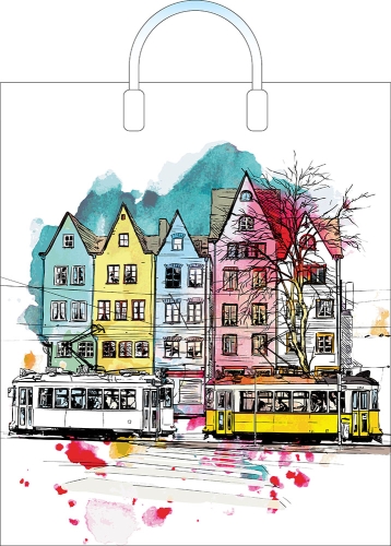 Пакет ПЭ с пластмассовыми ручками 38х45+3см (90) (Город) Артпласт, ПЛР51790