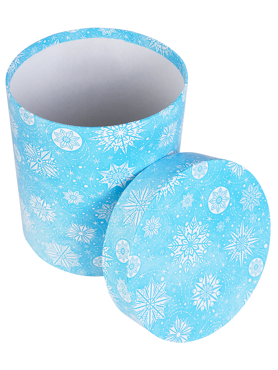 Коробка подарочная 1ШТ Miland 'Снежинки' круглая  Серия 4в1, 21х21х24 см., 1116