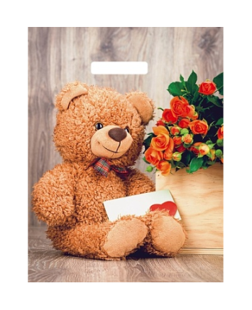 Пакет ПЭ с вырубной ручкой 31х40см (60) (Тедди) Глянцевый, ВУР51542