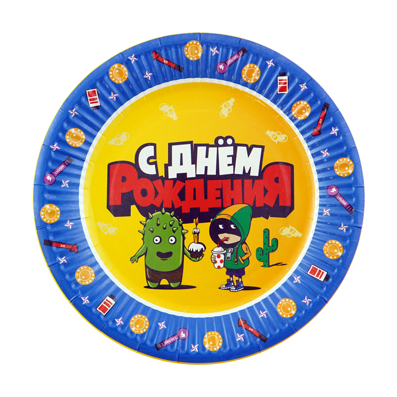 Набор тарелок ,'С Днём Рождения.Геймерская Звездный Бой', d-18 см,  (6 шт;уп), 701064