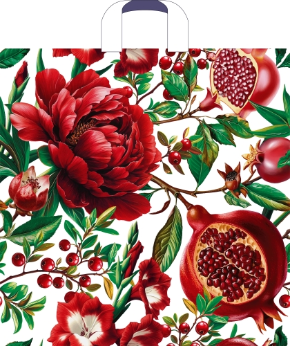 Пакет ПЭ с петлевой ручкой 45x45+3см (60) (Цветок Граната), ПТЛ66464