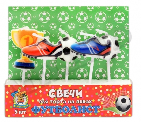 Свечи для торта на пиках 'Футболист' (5 шт;уп), пластик уп., европодвес, С-0451