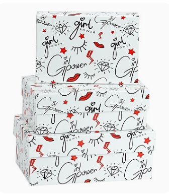 Набор прямоугольных коробок 3в1 Girl power (19х12х7,5 - 15 х10х5 см), КОР-2861
