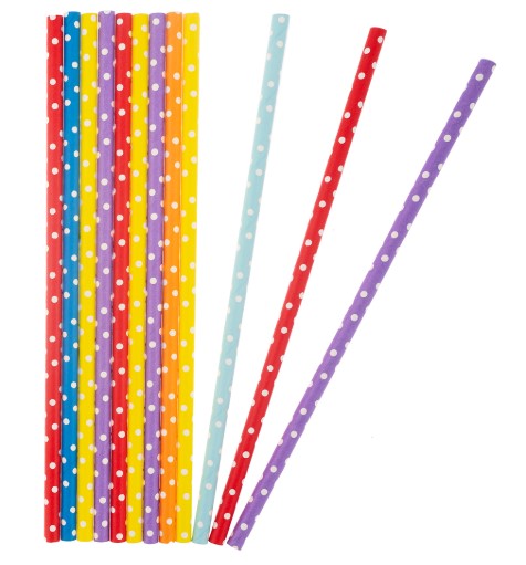 Трубочки для коктейлей, Точки, Ассорти;Белый, 12 шт. в упак, 6233652