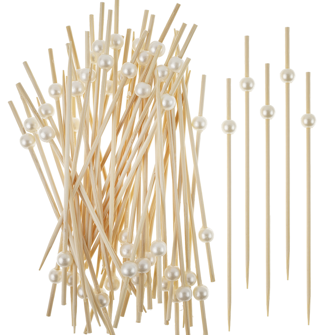 Пики Топперы, Белый жемчуг, 12см,50шт. 'Волна веселья', 6231648