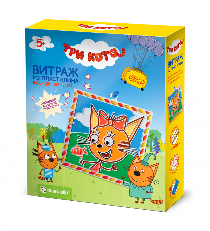 Витражный пластилин Три кота 'Карамелька' 405111
