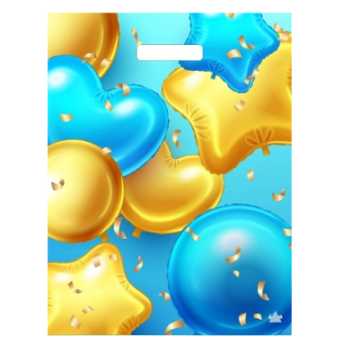 Пакет ПЭ с вырубной ручкой 31х40+6см (30) (Шарики в подарок) Глянцевый Тико, ВУР55244