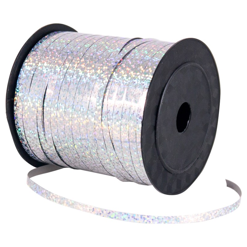 Лента подарочная голография 5 мм х 250 м серебряная , (1 шт;уп), SL-12