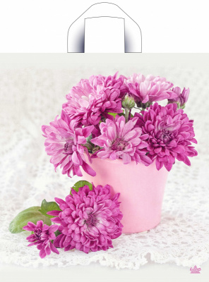 Пакет ПЭ с петлевой ручкой 36х40+5см (37) ПНД (Хризантемы), ПТЛ55232