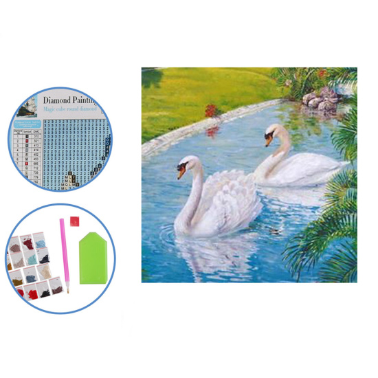 Алмазная мозайка Лебеди (25х30 см), М-11507