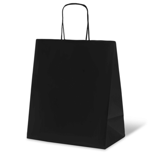 Пакет бумажный с кручеными ручками 220х120х250 мм , 80г;м2, цвет черный, БУМ60945