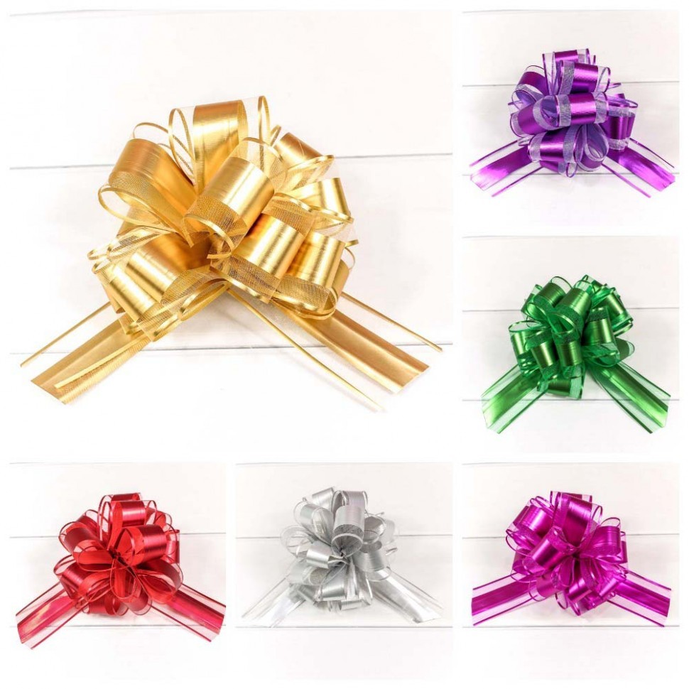 Бант-шар 5 см 'Ажурный' с органзой микс, ОМ000524-50