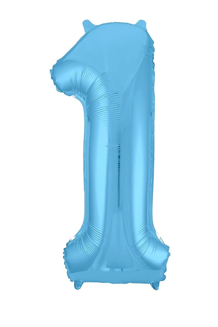 Шар фольга Agura Slim, цифра 1 'Голубая', 40', индивид. уп., европодвес, 754481
