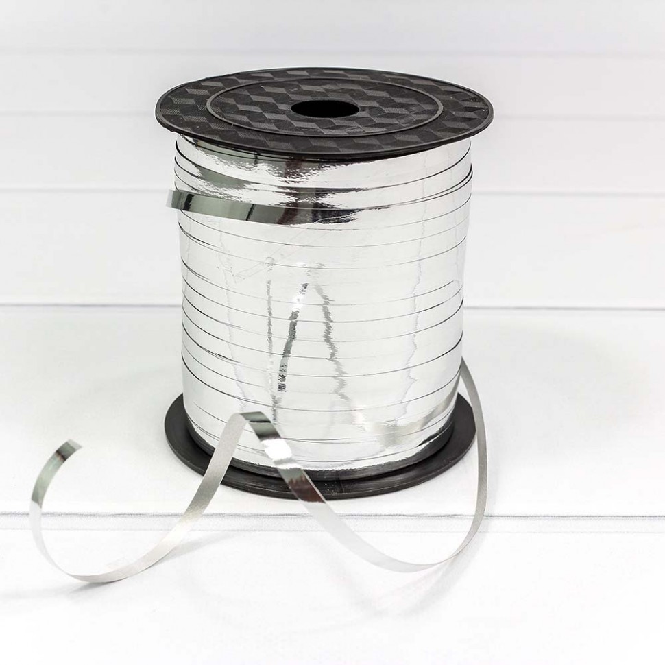 Лента OMG 'Серебро', метал., полипроп. в бобине, 0,5 см.х 228 м., OM500582;2