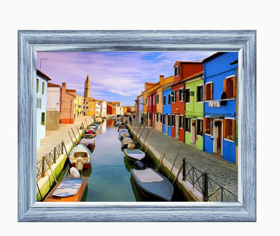  Алмазная мозаика с подрамником 30х40 см, ЯРКИЕ ДОМИКИ ПО БЕРЕГАМ КАНАЛА. ST947