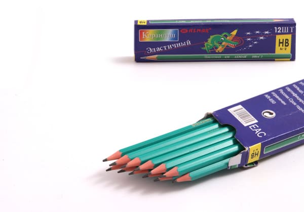 Карандаш чернографитный гибкий HB, заточен, AR-650