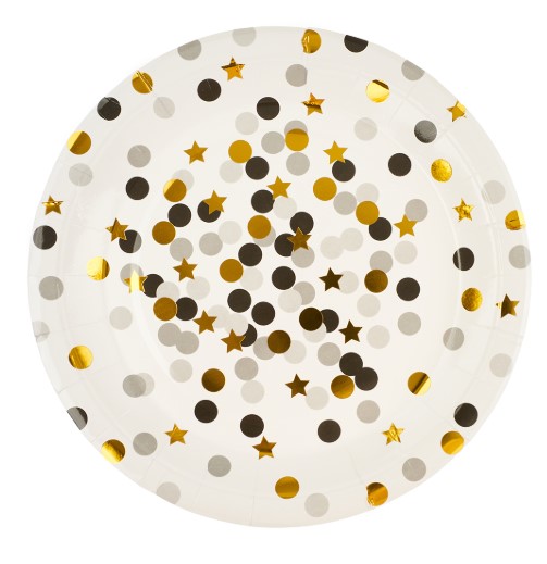 Тарелки (7''/18 см) Конфетти, Стильный микс, Металлик, 6 шт, 6224140