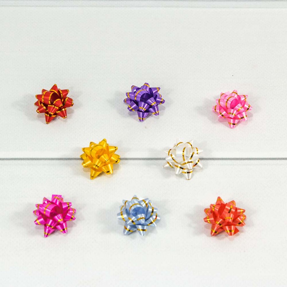 Бант-звезда OMG 'Золотая полоска' 2,5 см, 100 шт., на липучке, ассорти, OM500560-10