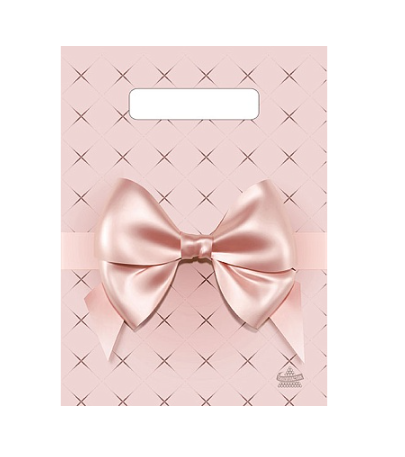 Пакет с вырубной неусиленной ручкой 19,5х25 (х100) Тико (Персиковый бант), ВНР51811