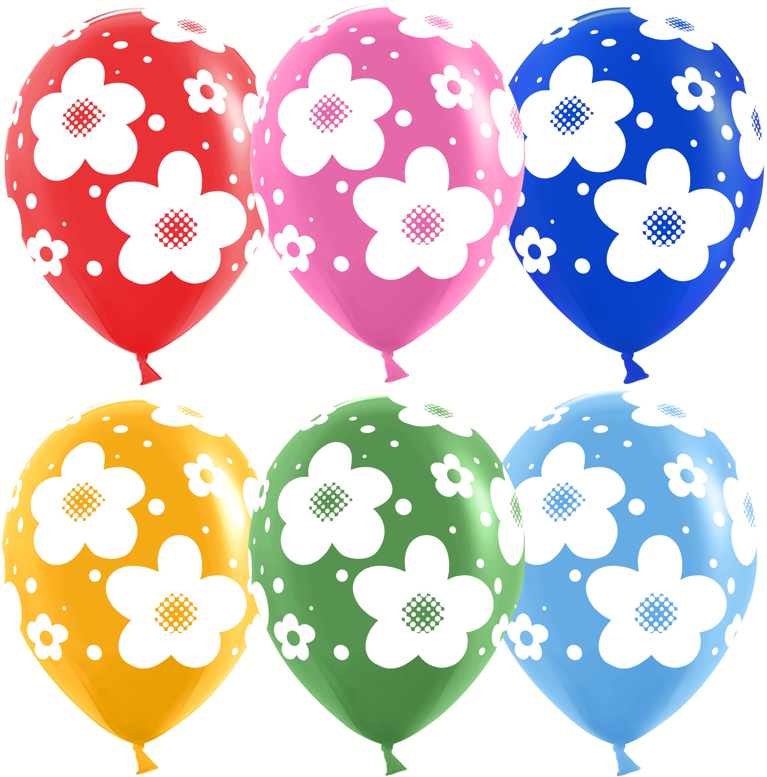 Шар (12';30 см), Цветы, Ассорти, пастель, 5 ст. (25 шт;уп), 612883