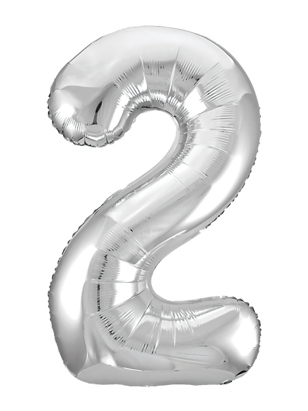 Шар фольга Agura Slim, цифра 2 'Серебро', 40', индивид. уп., европодвес, 754528