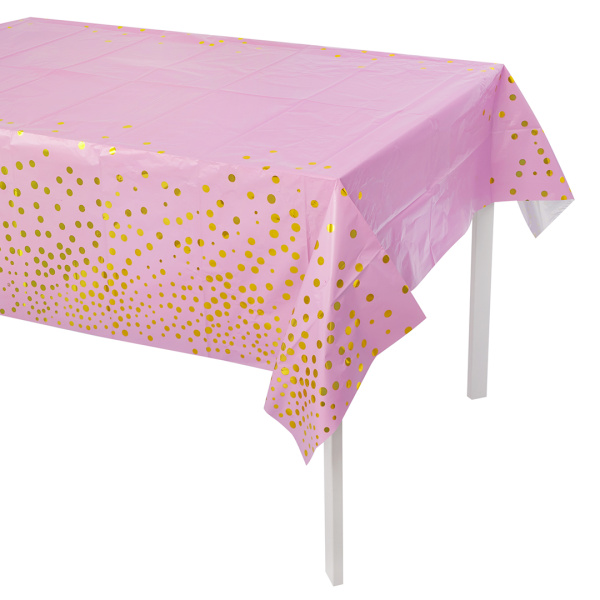 Скатерть одноразовая, Конфетти, Голубой;Золото, Металлик, 137х183 см, 6012111