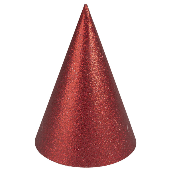 Колпак, 'Золото Веселья', С блестками, Красный, 16 см, (6 шт;уп), 6231725