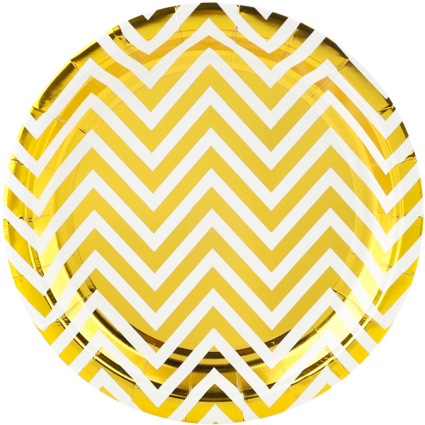 Тарелки (7'';18 см) Зигзаги Золото металлик (6 шт;уп), 6224010