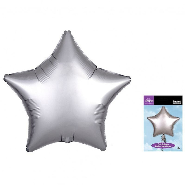 Шар фольга 18 Звезда Платина Сатин Люкс в упаковке 3680701