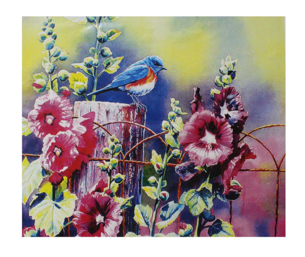 АЛМАЗНАЯ МОЗАЙКА, DARLENS «ПТИЧКА НА ЗАБОРЕ», 400х500 мм, частичное заполнение, 15 цв, YHDGJ73492