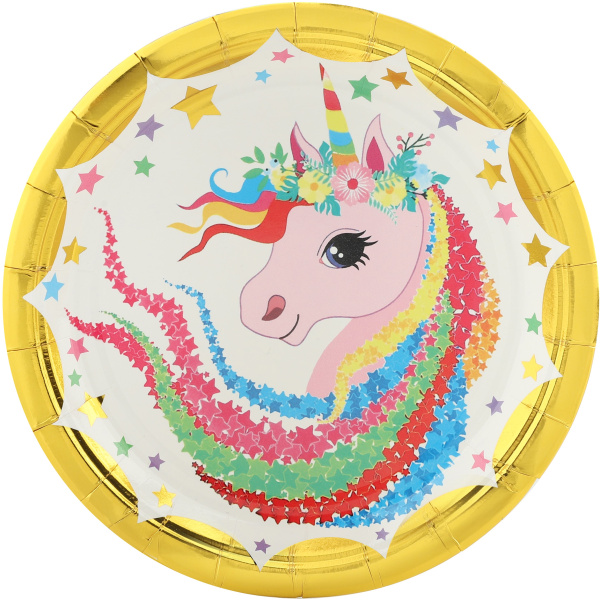 Тарелки (7'';18см) Красочный Единорог , разноцветный , (6 шт;уп), 6231410