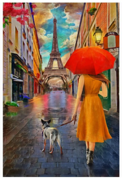 Алмазная мозайка 'Дождливый Париж' (блест.) 22х32 см, с подрамником 30 цвета, НД-8541