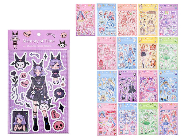 Наклейки декоративные АНИМЕ, 11.5х19 см, 18 дизайнов, M-8590
