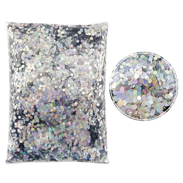 Глиттер 'Блёстки' лазерный, серебряный 2,5 мм 100 г., 171270