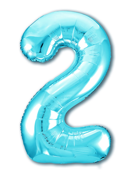 Шар фольга Agura Slim, цифра 2 'Голубая', 40', индивид. уп., европодвес, 755273