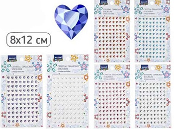 Стразы-наклейки пластиковые, 8х12 см, 4 дизайна, M-20442