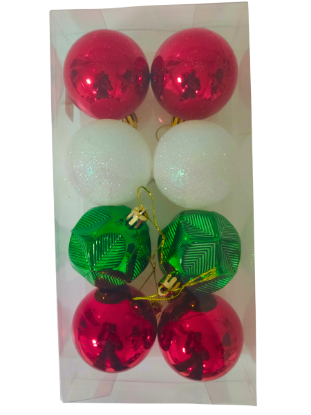 Набор новогодних шаров (8 шт/уп), цвета ассорти, 6163-1