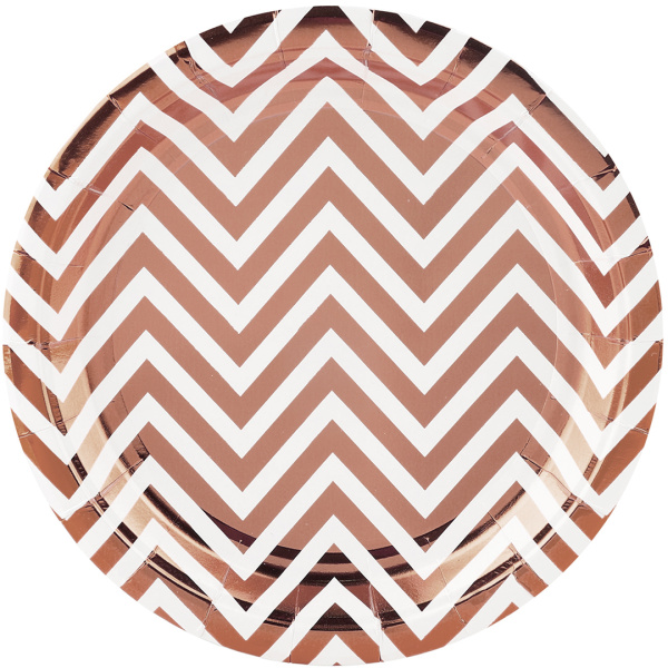 Тарелки (7'';18 см) Зигзаги Розовое золото металлик (6 шт;уп), 6231888