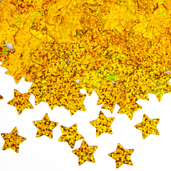 Конфетти фольга Звезда, Золото, Голография, 1,5 см, 50 гр, 6015202