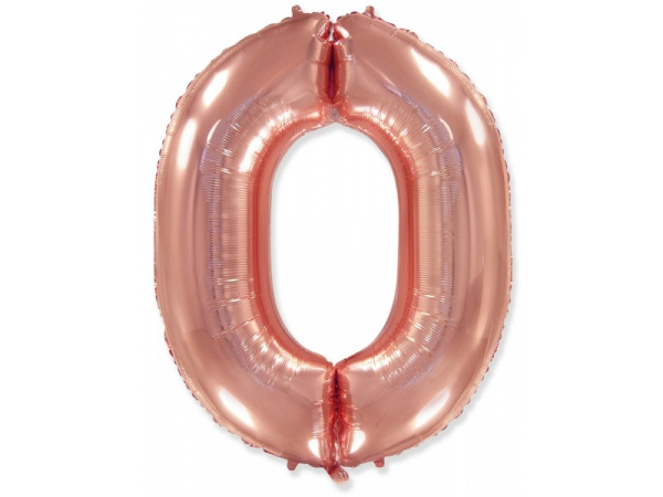 Шар фольга Agura Slim, цифра 0 'Розовое золото', 40', индивид. уп., европодвес, 755440