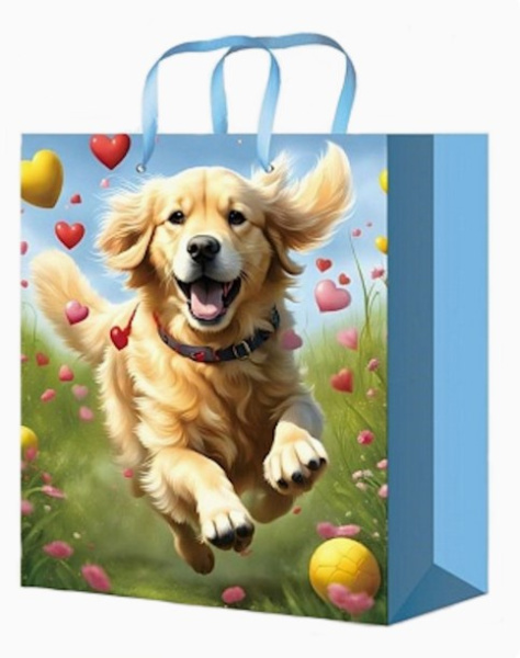 Пакет подарочный с глянц.лам. 11,5х14,5х6 см (S) Золотистый ретривер, 128 г ПКП-0307