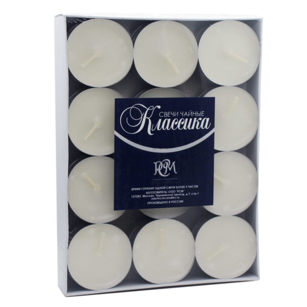 Свечи чайные классика РСМ , (24 шт;уп), 1202400