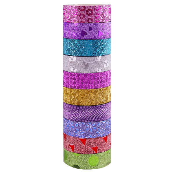 Скотч декоративный с блёстками 15 мм х 3 м 'Darvish', набор 10 шт., арт. DV-8797