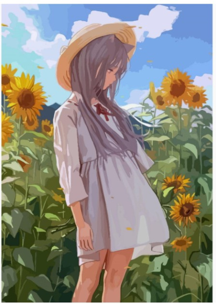 Алмазная мозайка 'В поле подсолнухов' (класс.) 20х30 см, на картоне с част. запол. 24 цвета, НД-0972