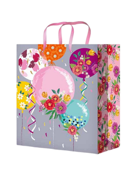 Пакет подарочный глянцевый 11,5х14,5х6 см Шары с цветами, ППК-4298