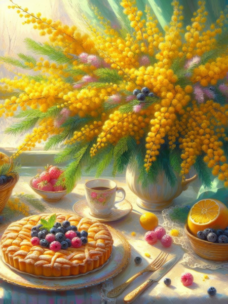 Алмазная мозайка (клас) 30х40 см, с подр, Букет мимозы, НД-8905