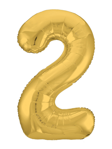 Шар фольга Agura Slim, цифра 2 'Золото', 40', индивид. уп., европодвес, 754610