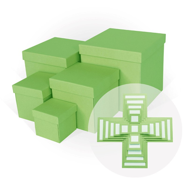 Коробка подарочная WOW-эффект 'Зеленое яблоко' 90х90 мм., куб (Серия 5в1), картон, 4108