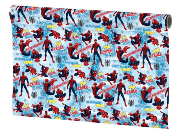 Упаковочная бумага глянцевая ,СУПЕРГЕРОЙ,  70~100, рулон 1шт. ЧУДО ПРАЗДНИК, 397756